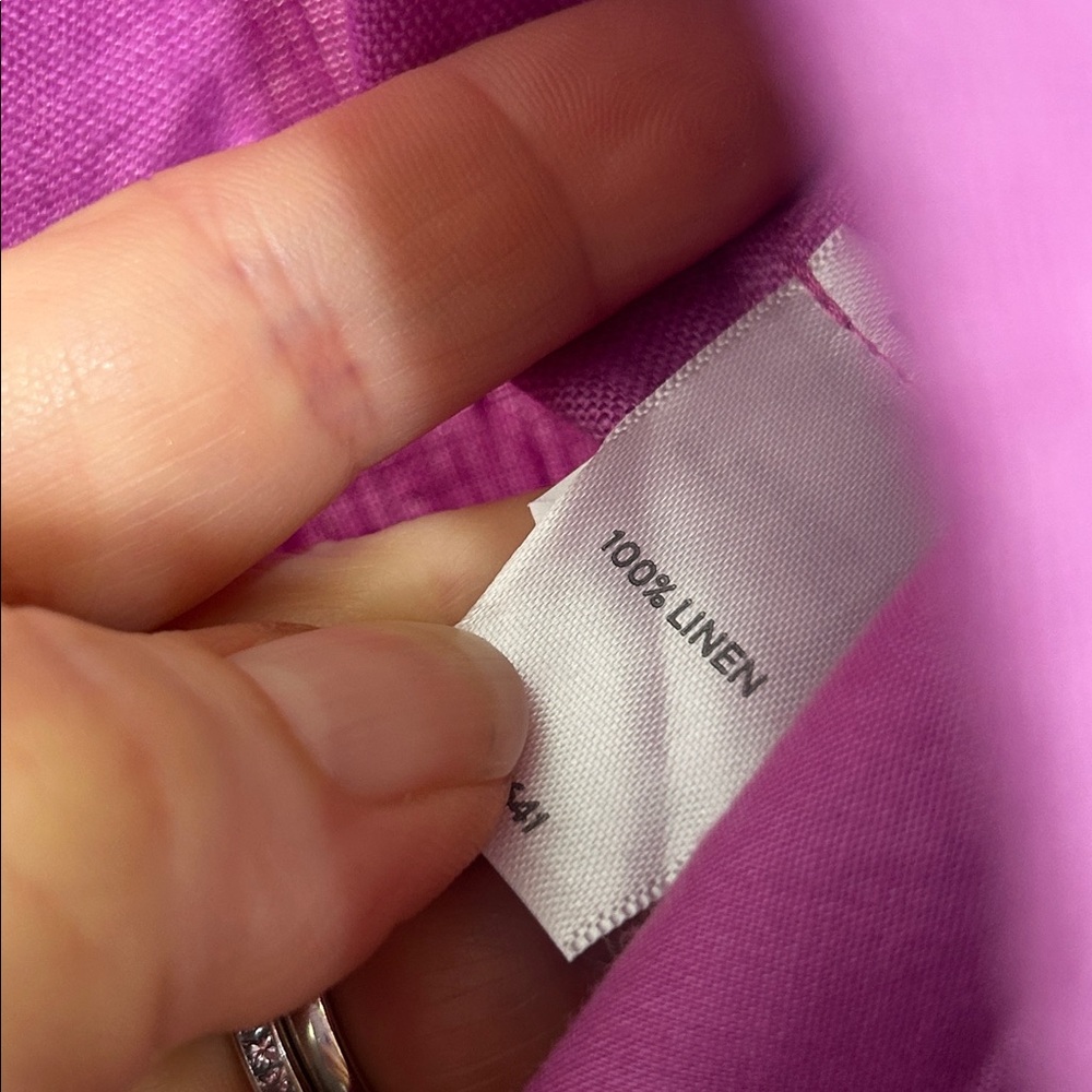 J. JILL LOVE LINEN Wild Orchid Lilac Wide Leg Cropped Pants Size Medium - Picture 9 of 16